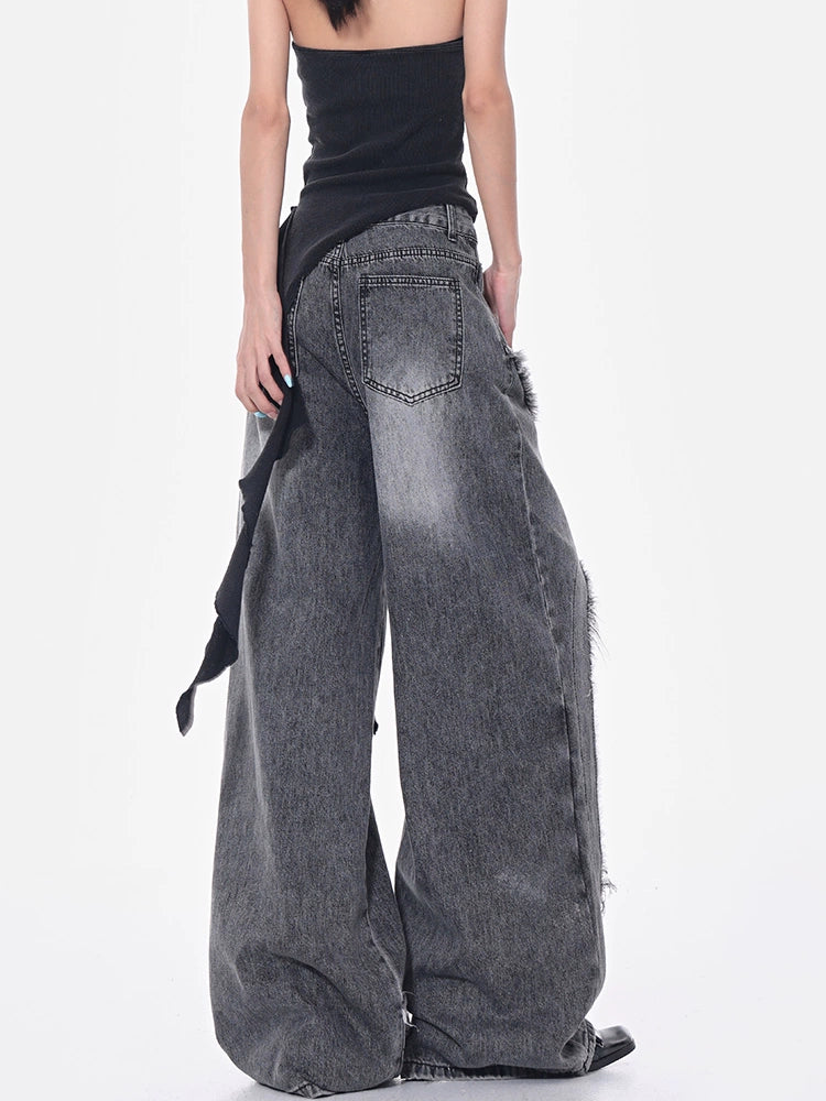 【25s Jul.】Frayed Ripped Oversized Wide-Leg Pants