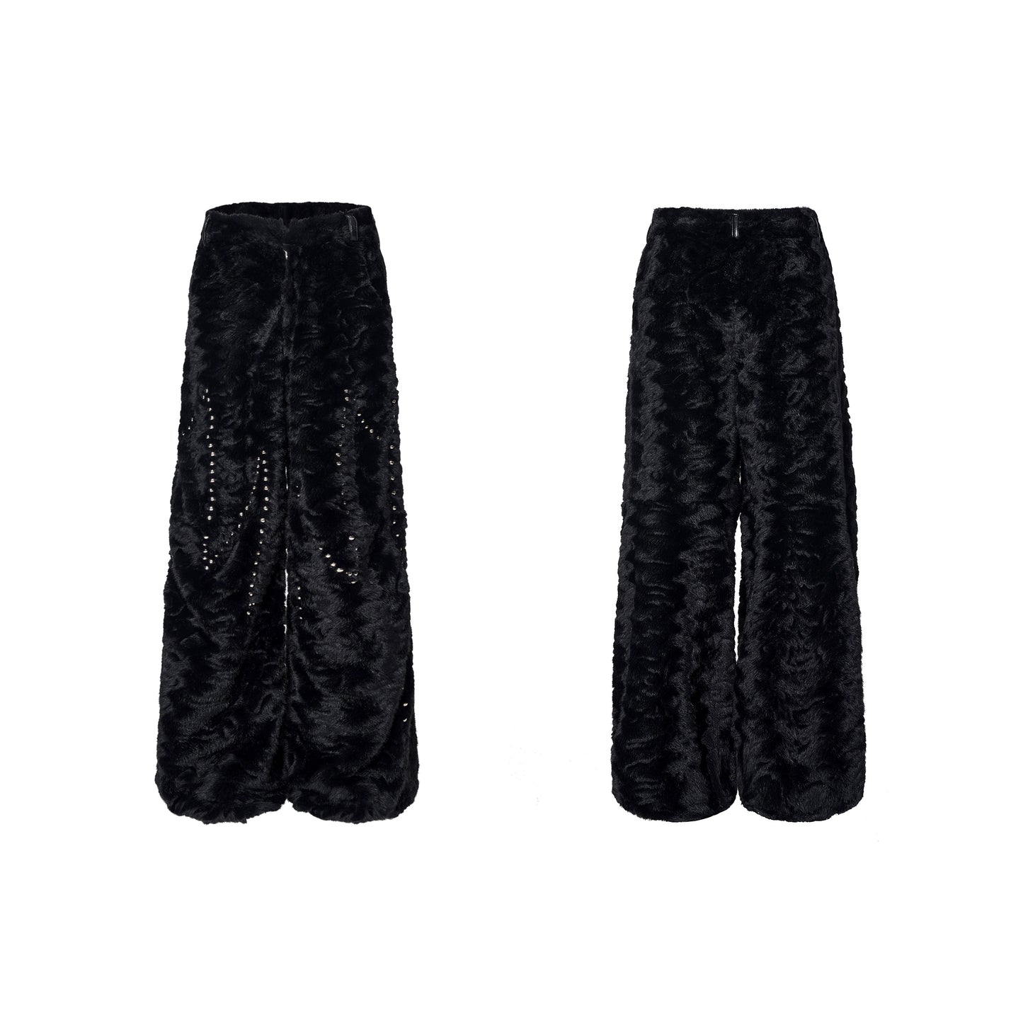 Contrast Color Heart Thickened Faux Mink Hooded Jacket / Pants