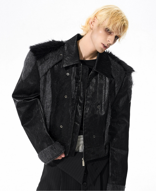 【25s Oct.】Haute Couture Snake Print and Fur Jacket