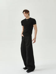 【25s Aug.】Solid Color Round Neck Slim Cleanfit T-shirt