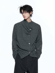 Asymmetric Studded Wool Blend Knit