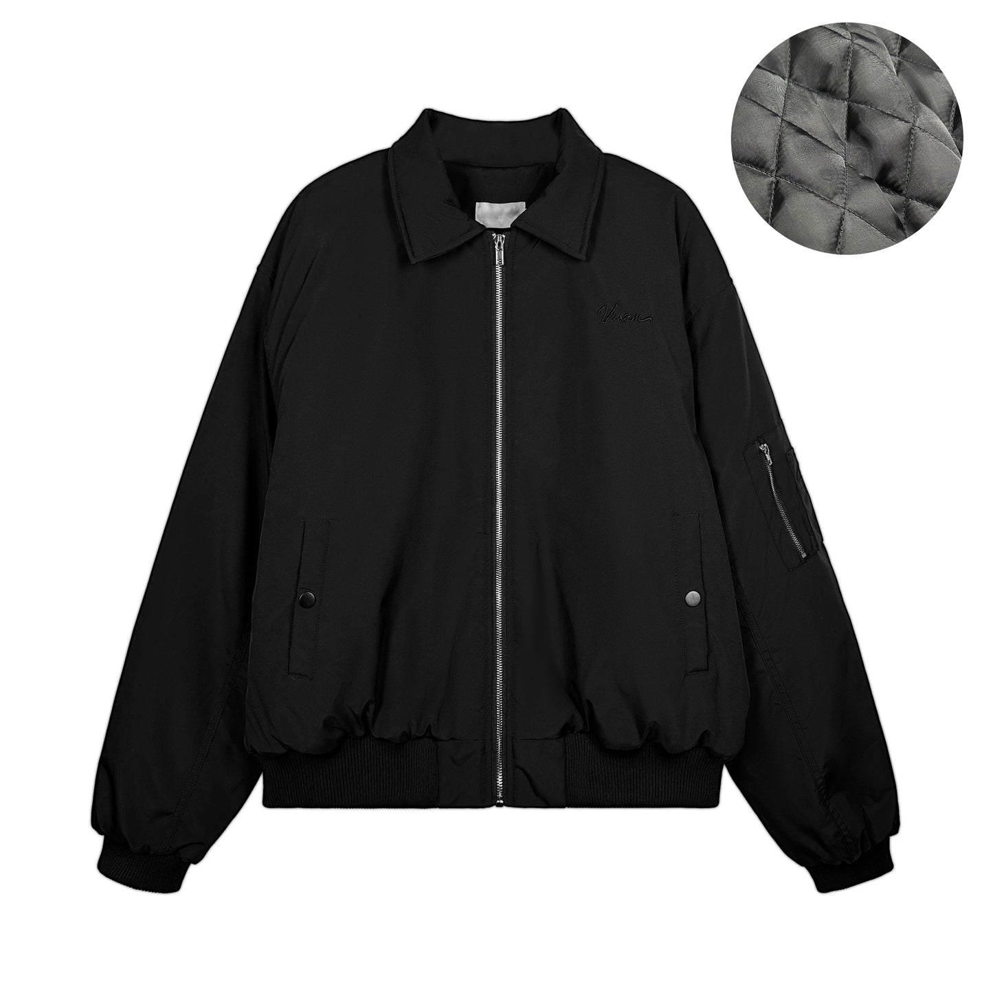 【25s Jul.】Bomber-Style Pilot Jacket with Turn-Down Collar