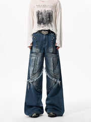 【25s Oct.】Deconstructed and Reconstructed Rivet Design Jeans