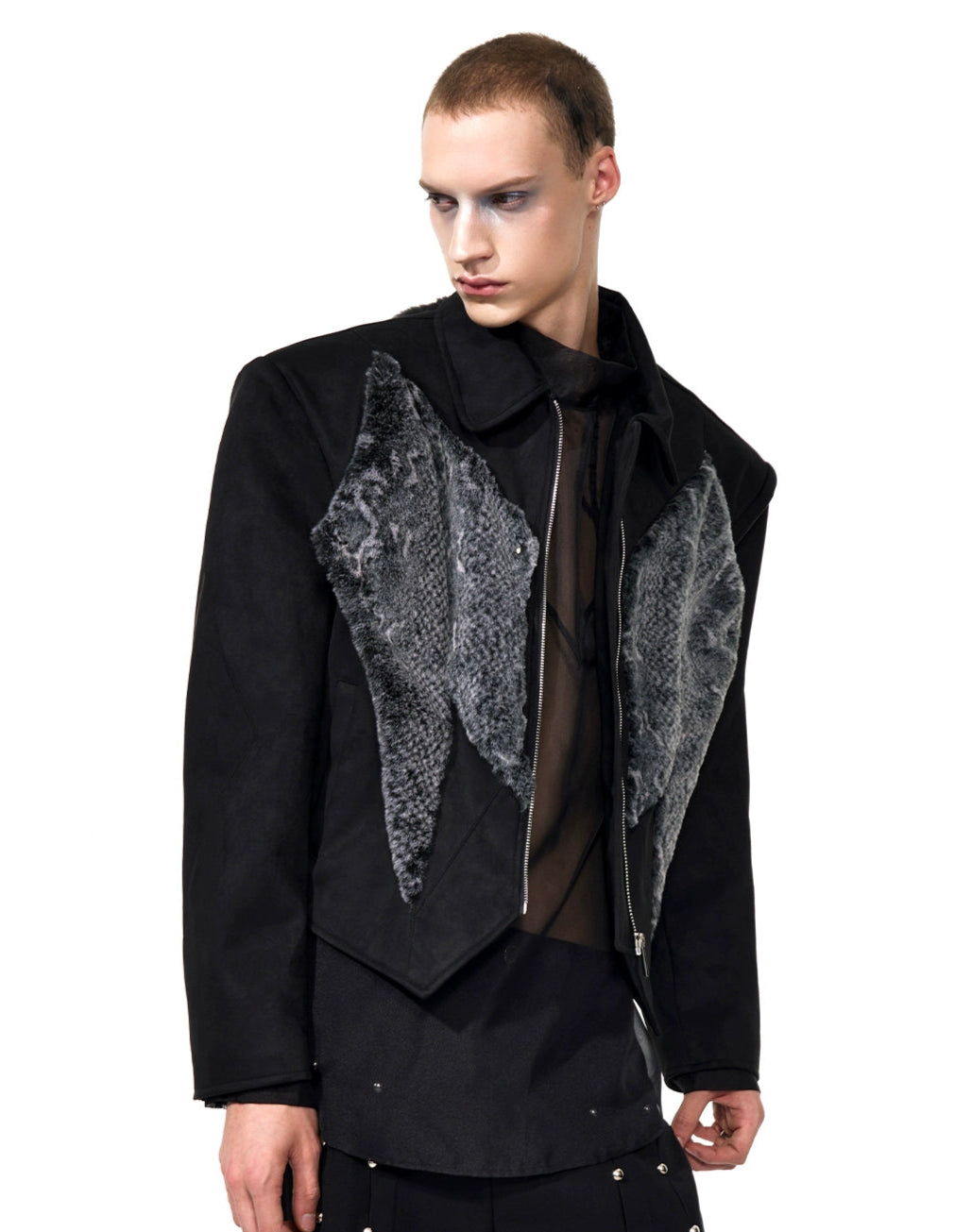 【25s Aug.】Red Snake Print Faux Fur Jacket