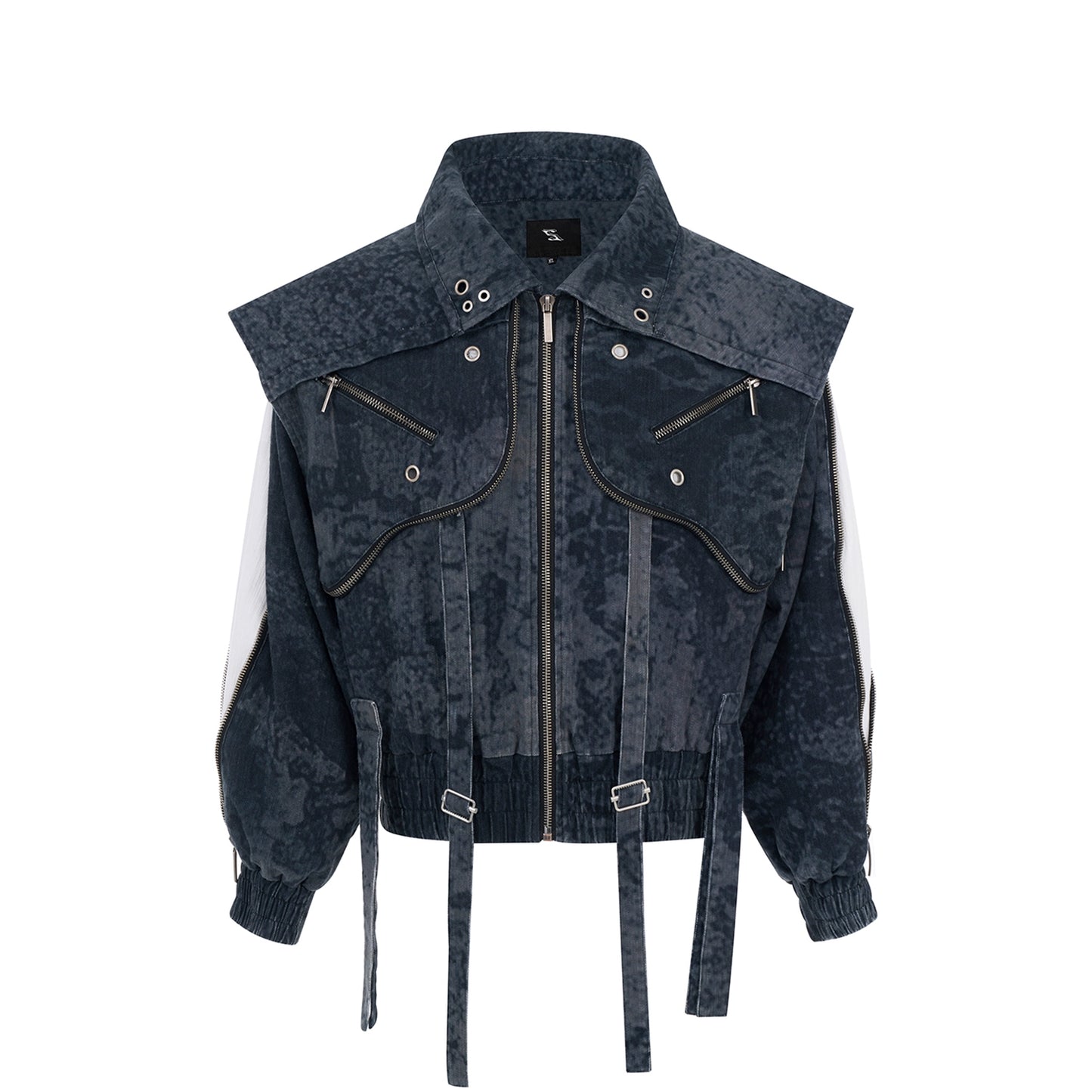 【25s Apr.】Faux Two-piece Design Zippered Denim Jacket+Pants