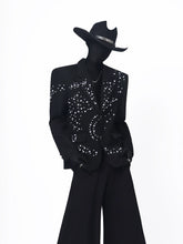 【26s May.】Pearl Embellished Heavy Detail Black Blazer