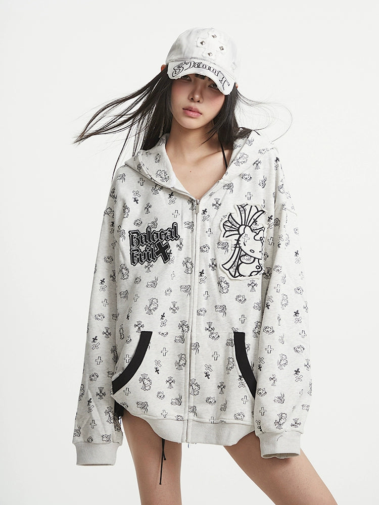 【25s Aug.】Vintage Cat Ear Zip-Up Hoodie Jacket