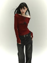 【25s Jul.】Off-Shoulder Asymmetrical Slim-Fit Base Top