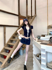 【25s Jul.】V-Neck Fitted Cropped Knit Sweater