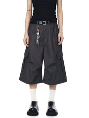 【25s Jul.】Ruched Wide-Leg Cargo Shorts