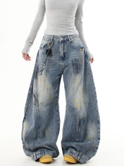 【25s Jul.】Vintage Dirty Distressed Graffiti Machete Jeans