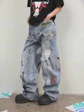 【25s Jul.】3D Utility Print Bootcut Denim Pants