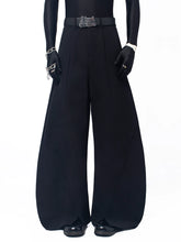【26s May.】Layered Curved Wide-Leg Black Pants