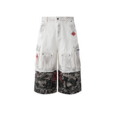 【25s Jul.】Stitching Camouflage Denim Shorts