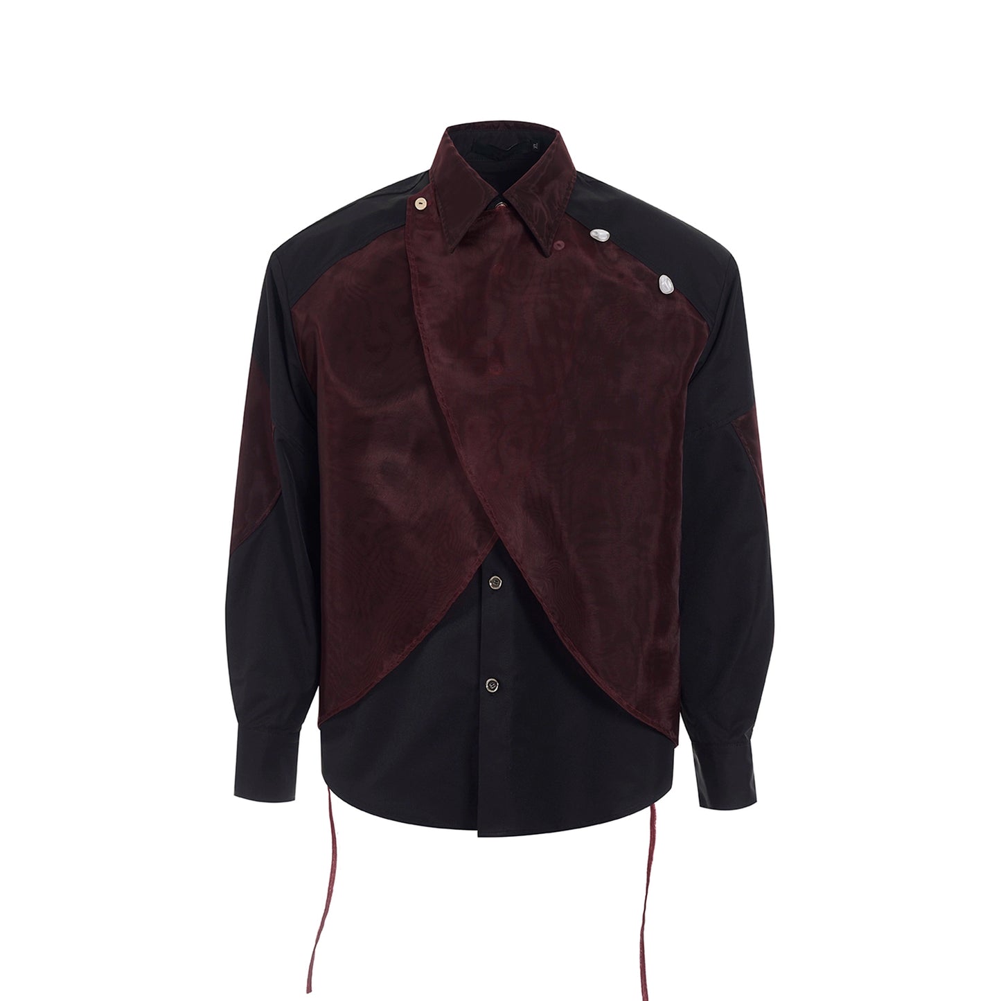 【25s Apr.】Mesh Stitching Shoulder Pad Long Sleeve Shirt