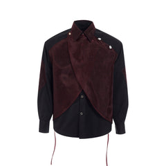 【25s Apr.】Mesh Stitching Shoulder Pad Long Sleeve Shirt