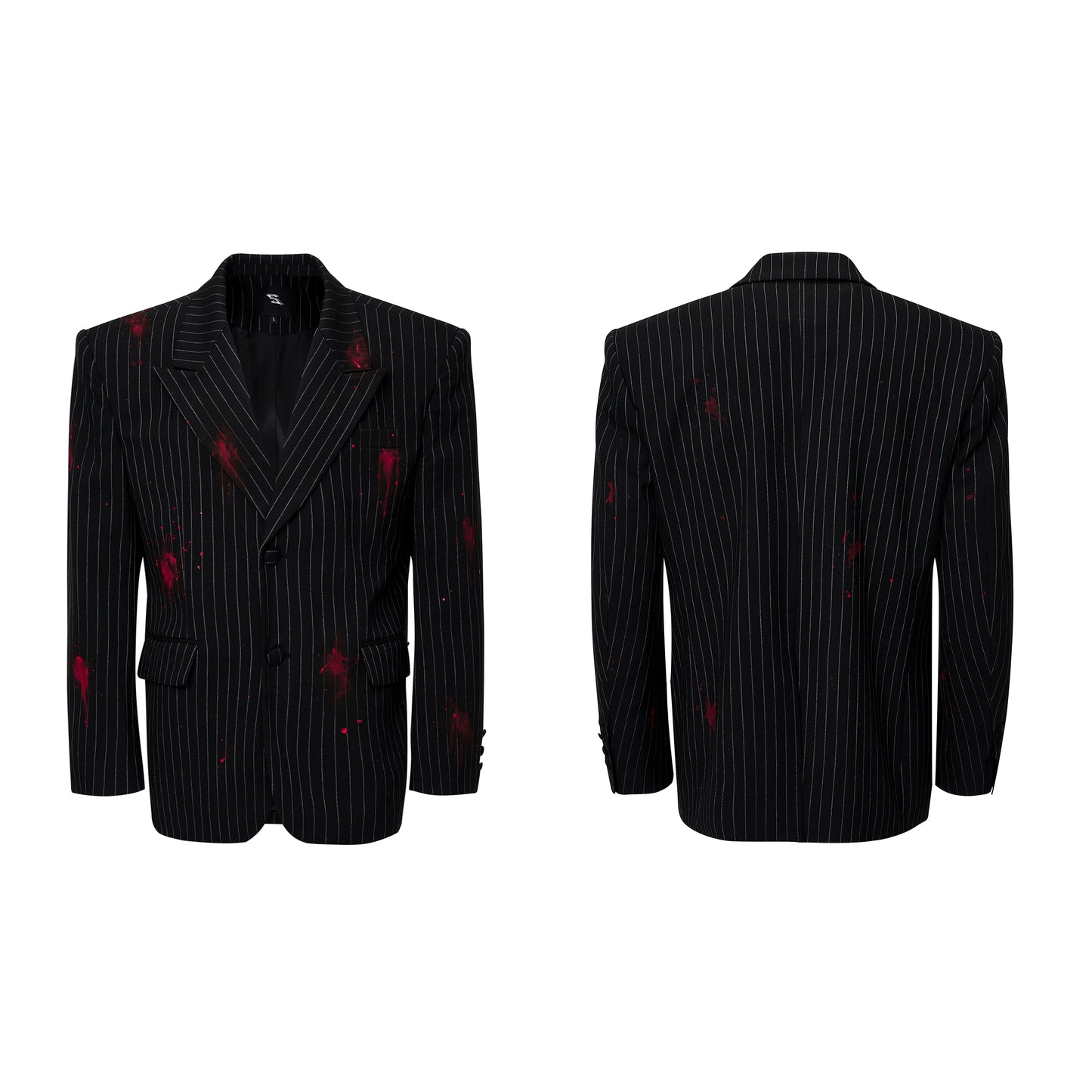 Elegant Bloodstained Vertical Striped Suit