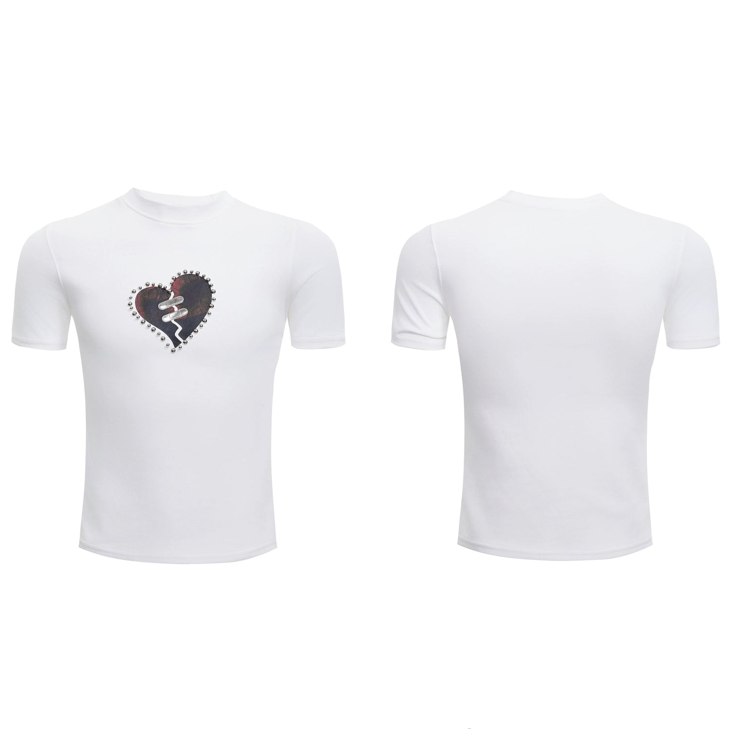 【25s Jul.】Metal Beads Heart Cracks Heavy T-shirt