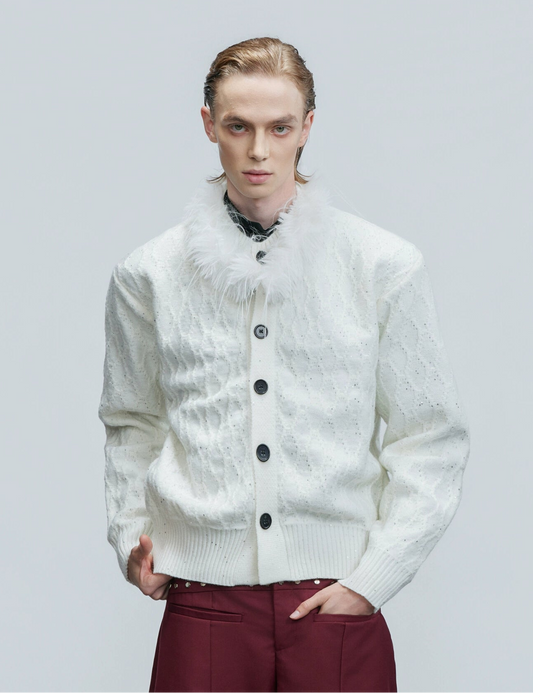 【25s Nov.】Fine Glitter Textured Cable Knit Sweater