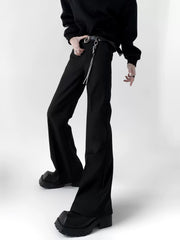 【25s Jul.】Extended Flared Slim Black Draped Trousers