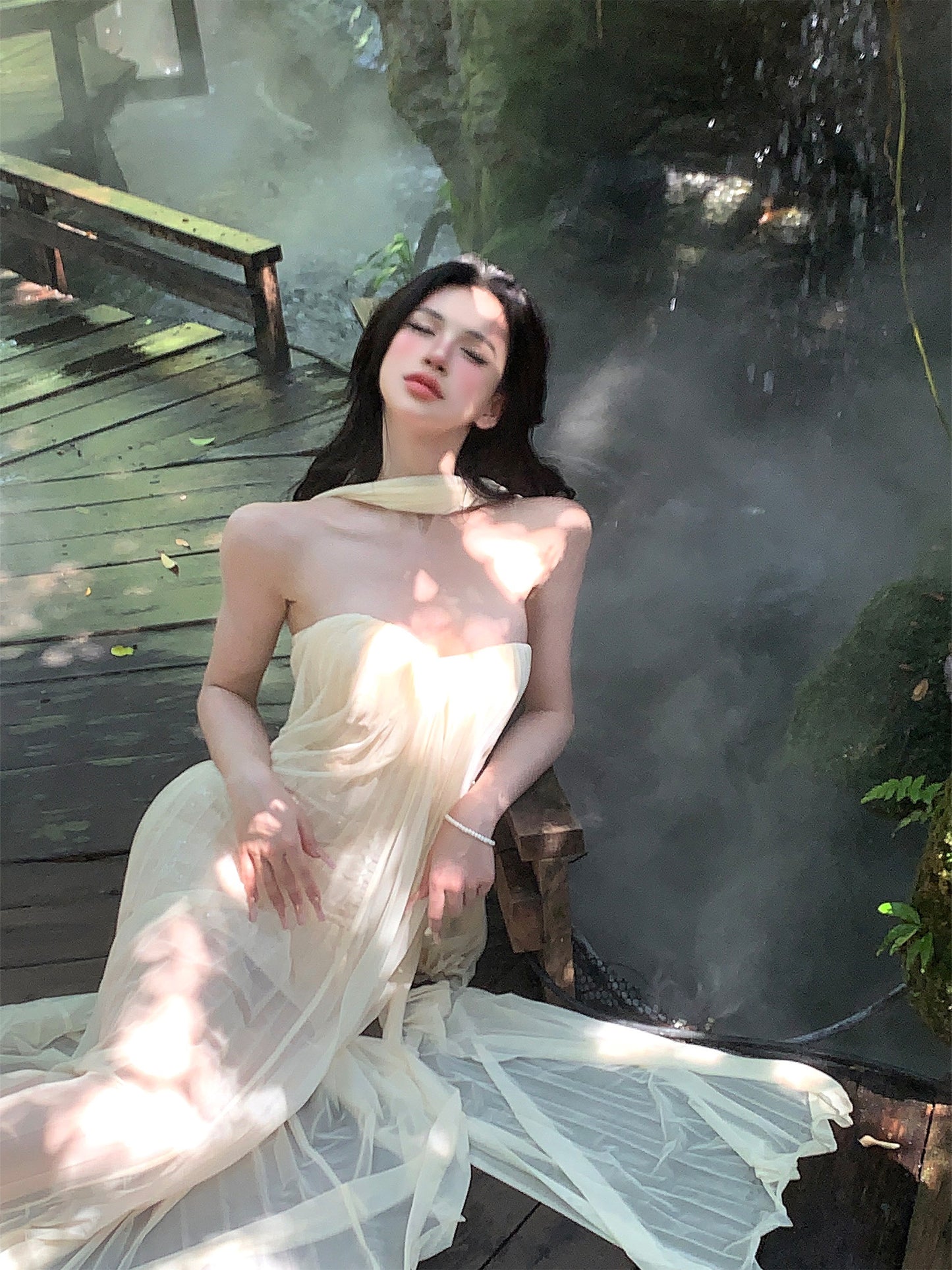 【25s Mar.】French Strapless Vacation Dress