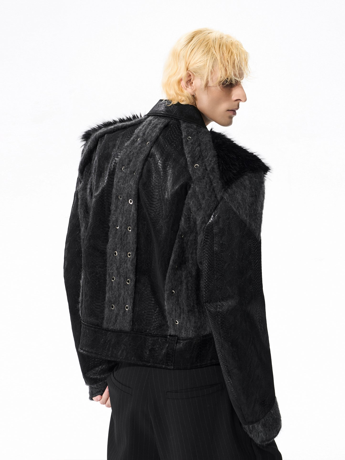 Haute Couture Snake Print and Fur Jacket
