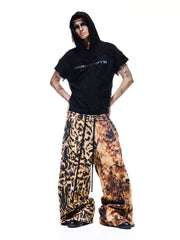 【26s May】Distorted Leopard 3D Print Wide-Leg Sweatpants
