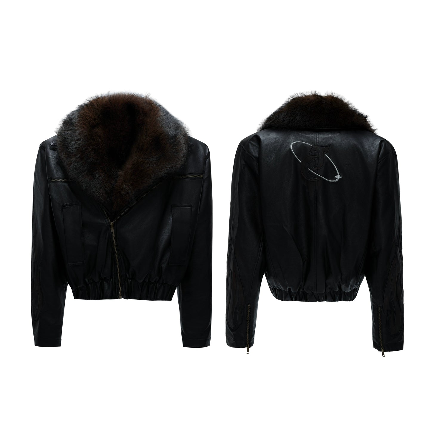 【25s Nov.】Distressed Embossed Detachable Fur Collar Thickened Cotton Coat