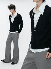 Satin Layered Collar Knit Sweater