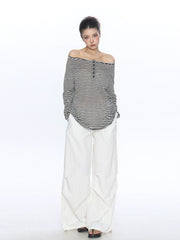 【26s Jan.】Korean Relaxed Stripe Lightweight Long Sleeve Tee