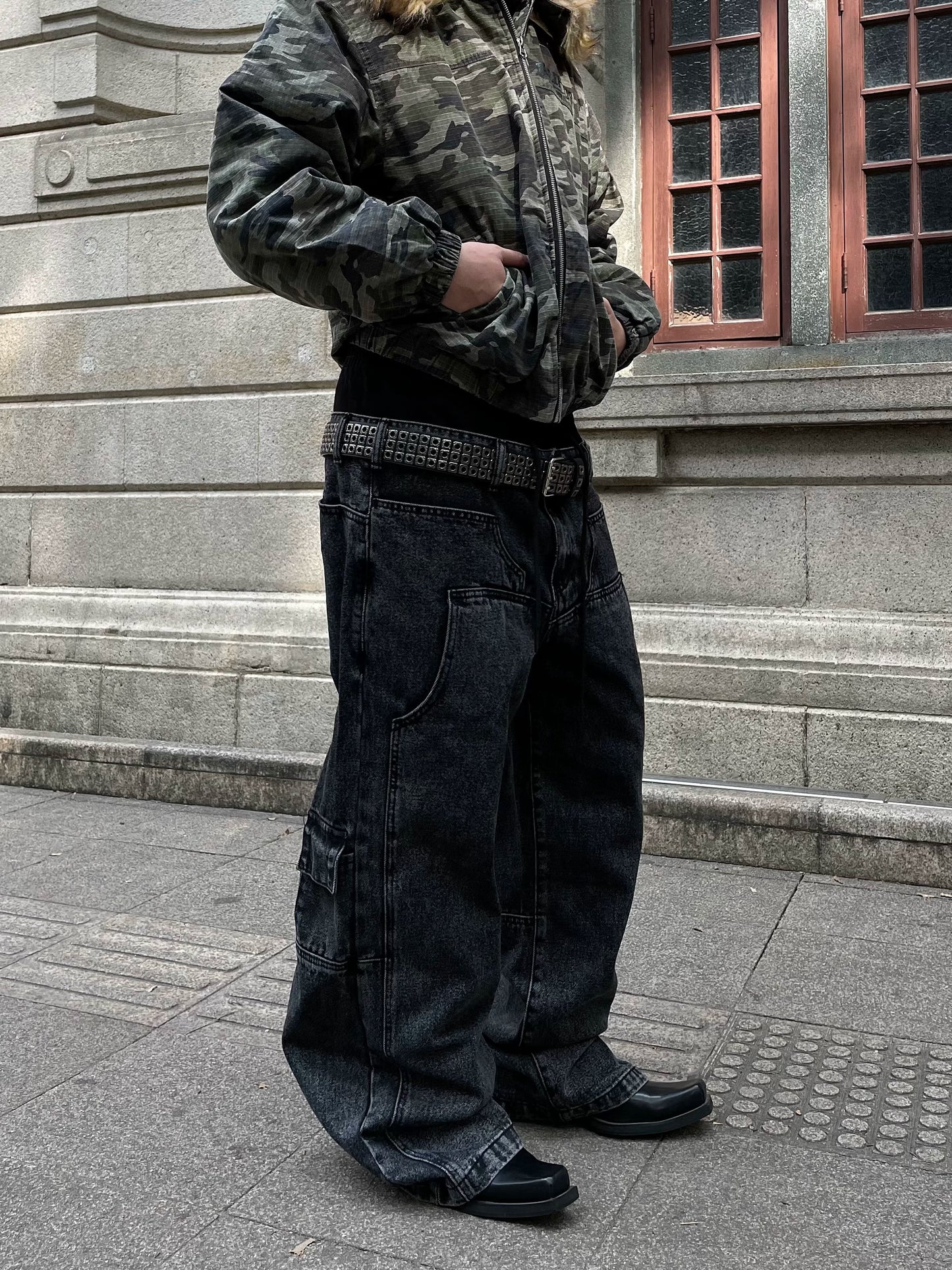 【25s May.】Mock Two-Piece Spliced Straight-Leg Jeans