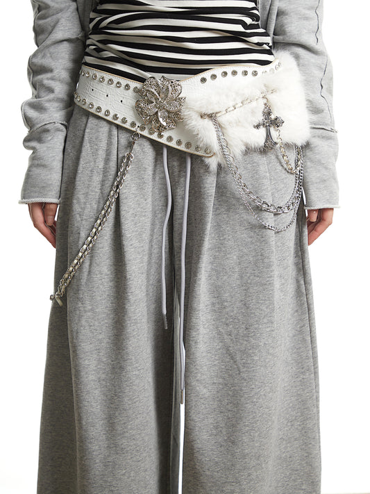 Versatile Irregular Chain Furry Belt