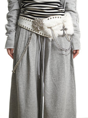 Versatile Irregular Chain Furry Belt
