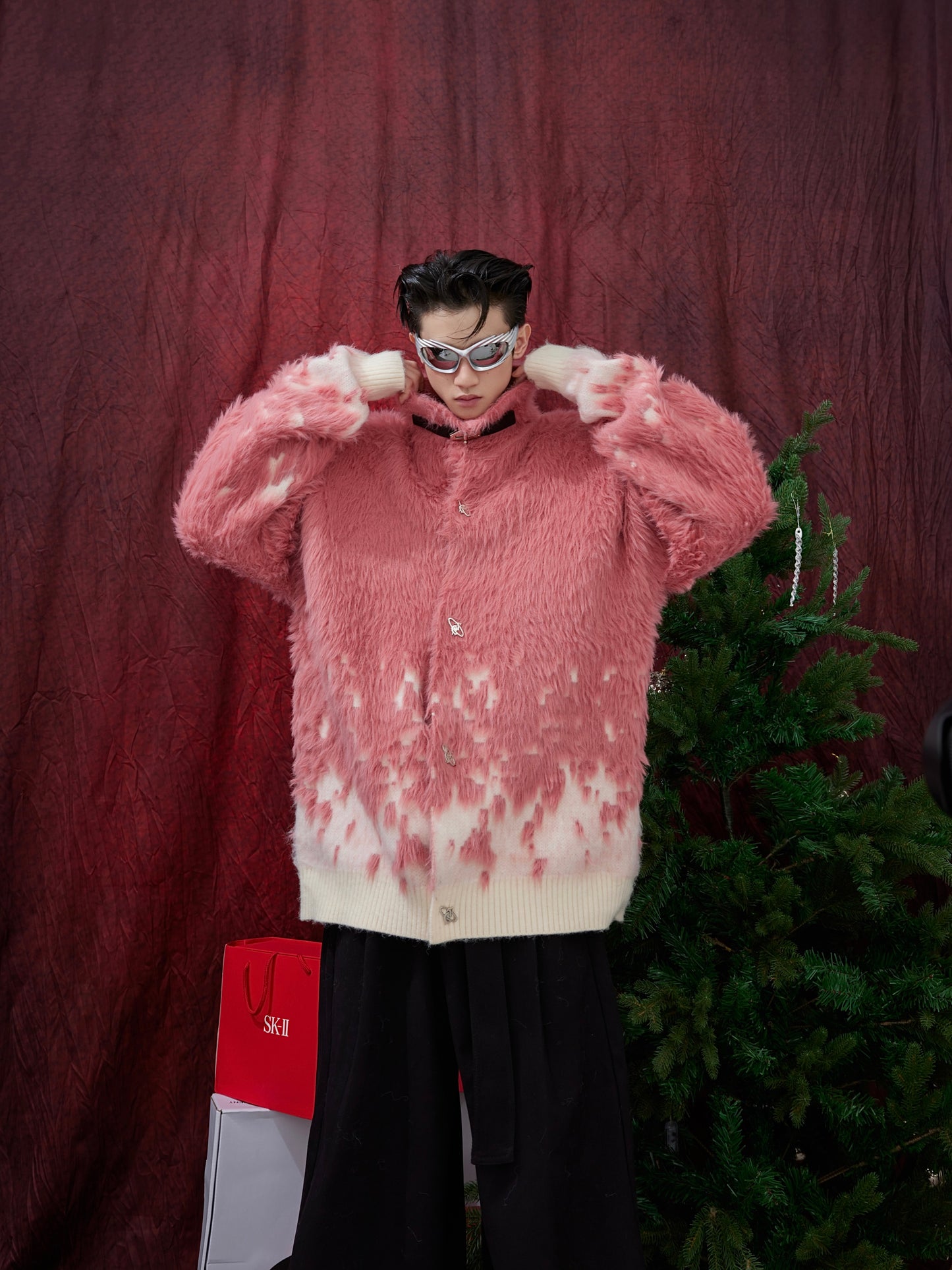 【23s December.】Christmas Gradient Stand Collar Faux Mink Sweater ArtsKoreanMan