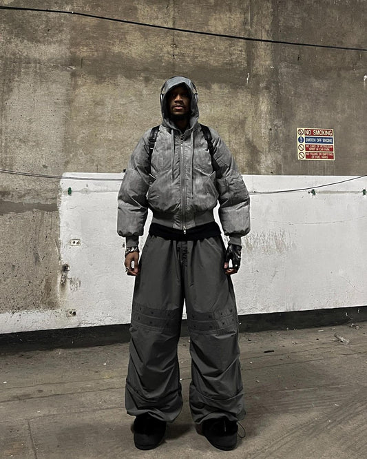 【23s November.】Distressed Fake Two-piece Design Sweatshirt Patchwork Cotton Jacket ArtsKoreanMan