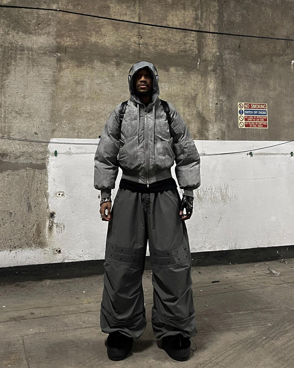 【23s November.】Distressed Fake Two-piece Design Sweatshirt Patchwork Cotton Jacket ArtsKoreanMan