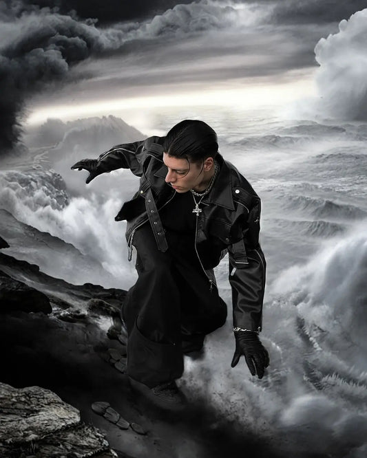 【23s Feb.】Button and Zip Leather Jacket ArtsKoreanMan