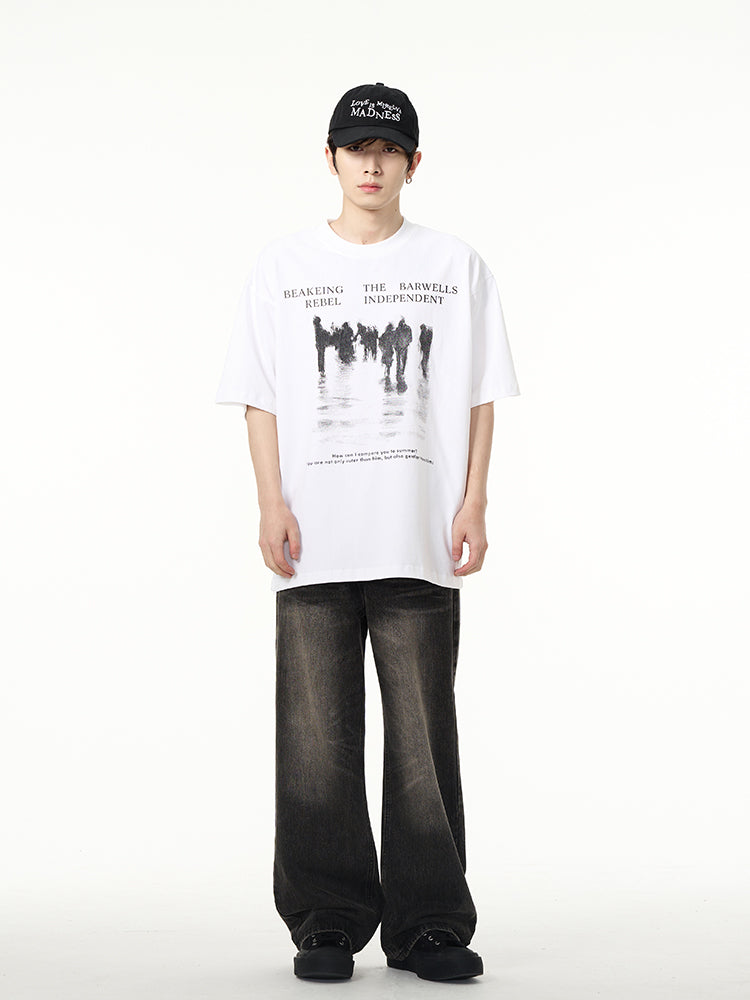 【24s April.】American High Street Retro Reflection T-shirt ArtsKoreanMan