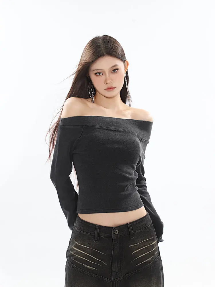 【23s September.】Vintage Denim Off Shoulder Shirt ArtsKoreanMan