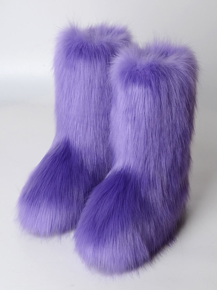 【24s Feb.】Furry Plush Mid-Tube Snow Boots