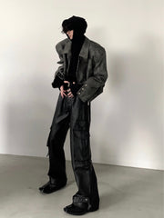 【23s November.】Tie-dye American Vintage Leather Jacket ArtsKoreanMan