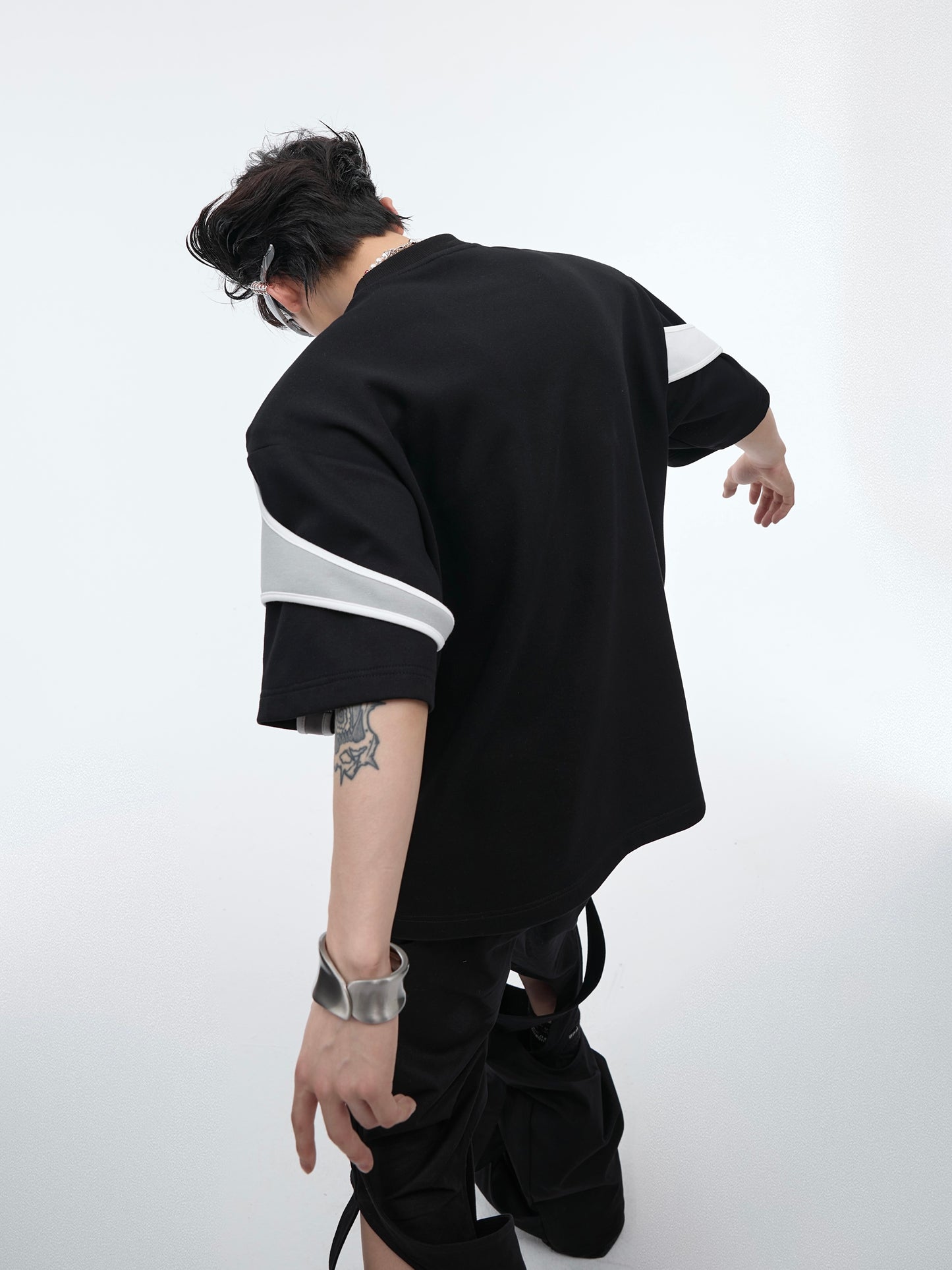 【24s April.】Double Layer Patchwork Design T-shirt ArtsKoreanMan