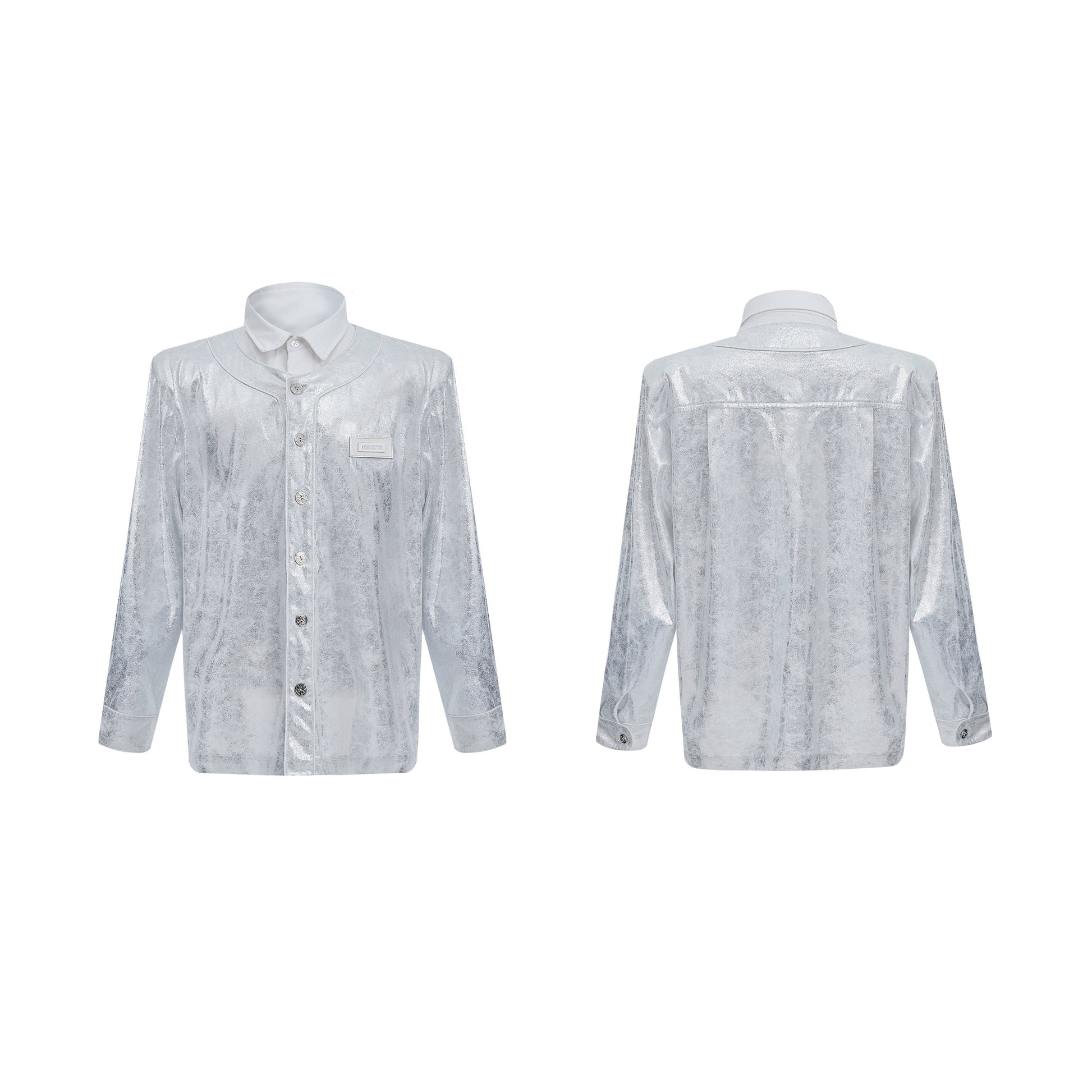 【24s Oct.】Liquid Texture Shiny Shoulder Pad Elegant Shirt ArtsKoreanMan