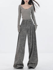 【24s Sep.】High Waist Grey Wide Leg Jeans ArtsKoreanMan