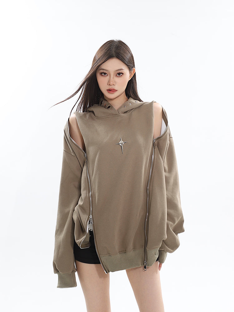 【24s Oct.】Small double zipper hollow design sweatshirt ArtsKoreanMan