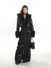 【23s December.】High-end Fur-lapel Slim-fit Leather Jacket ArtsKoreanMan