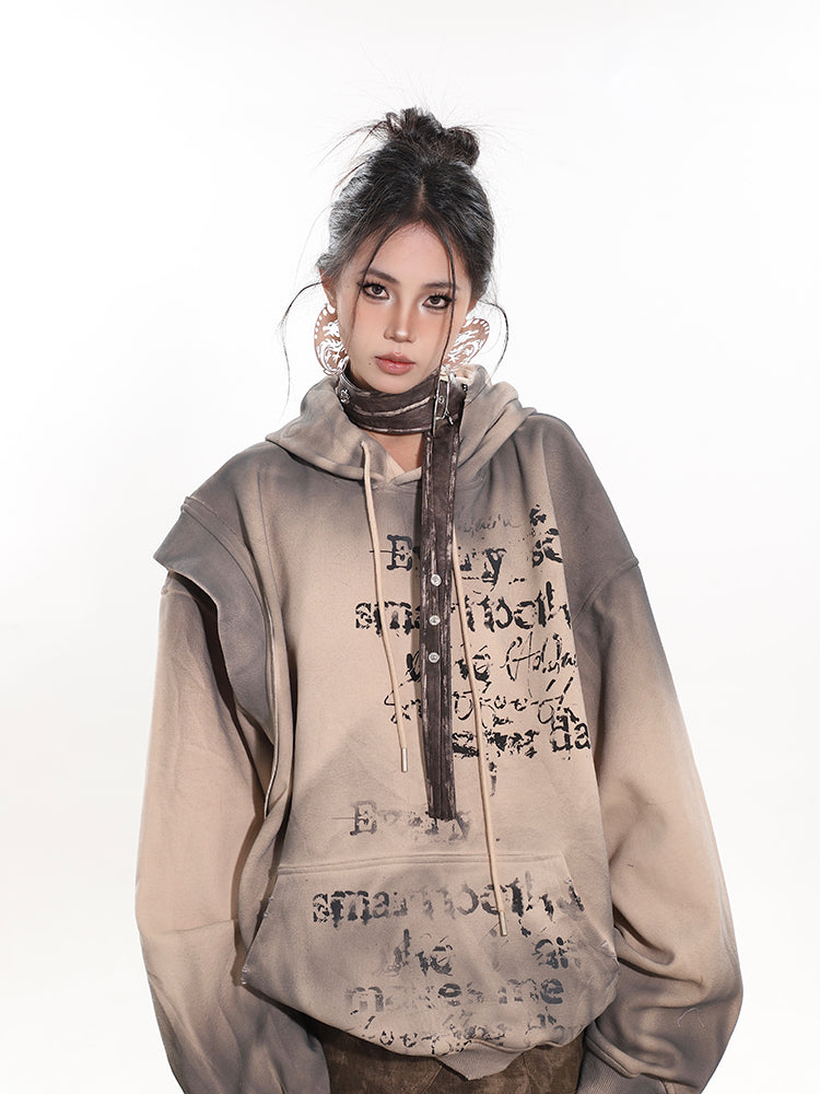 【24s February.】Distressed Silhouette Fake Two-piece Sweatshirt ArtsKoreanMan