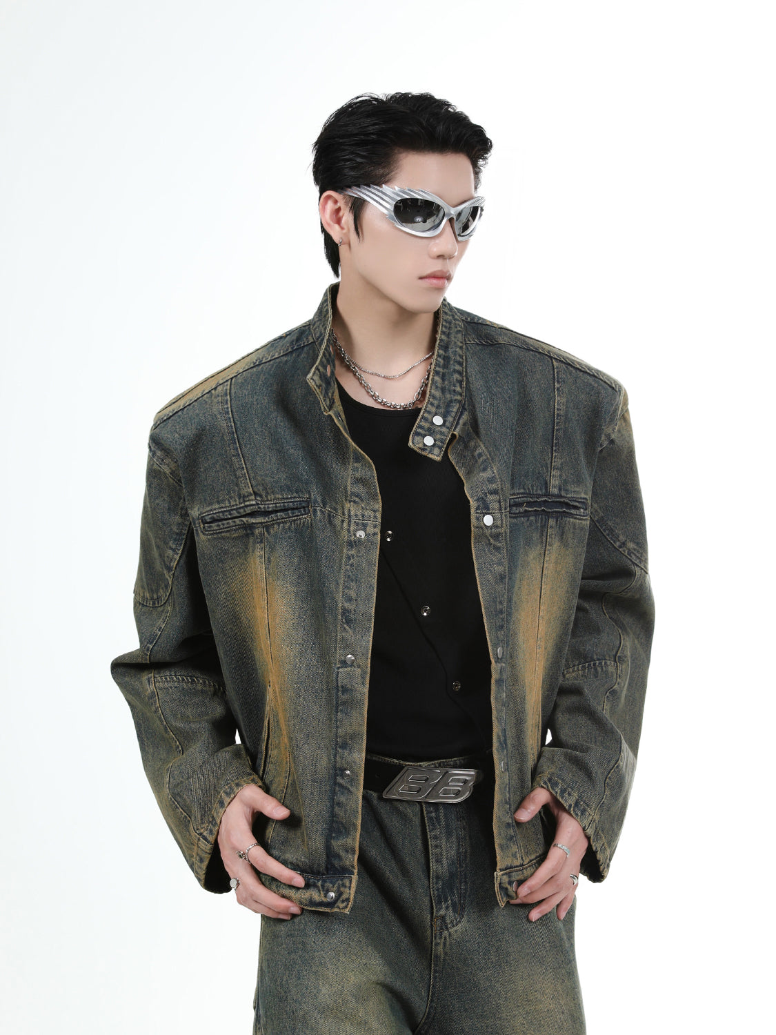【24s June.】Washed Distressed Denim Jacket + Straight Pants ArtsKoreanMan