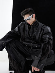 【24s February.】Deconstructed Motorcycle PU Leather Jacket ArtsKoreanMan