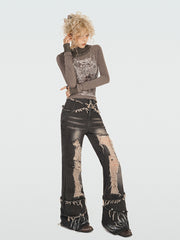 【24s Nov.】Wasteland Style Ripped Fringe Jeans ArtsKoreanMan
